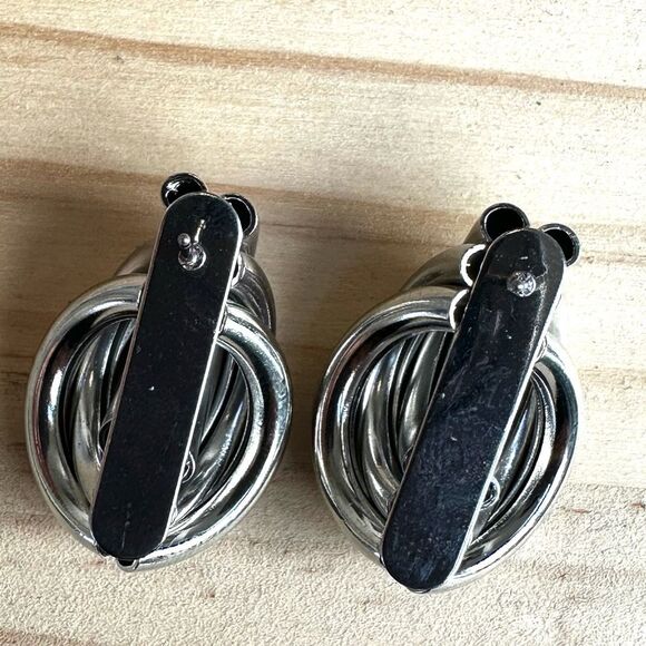 Chunky Silver Knot Earrings - Picture 7 of 7